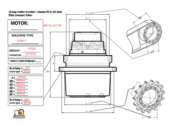 Excavator Parts PC400-7  Final Drive 706-8J-01012  706-8J-01011