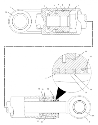 Υδραυλικός κύλινδρος Assy 1589061 κάδων κυλίνδρων E320C 320C εκσκαφέων Belparts