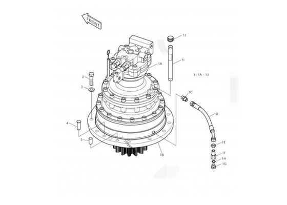 Κόκκινη υδραυλική μηχανή ηλιακό 255lc-β DX255 401-00352 ταλάντευσης μερών εκσκαφέων